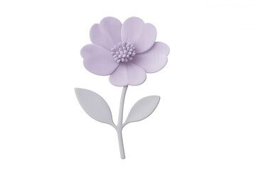 Simple yet elegant, a 3d rendered purple flower stands out against a transparent background, ready to enhance any design project