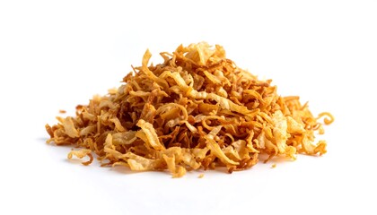 Pile of golden fried onion flakes