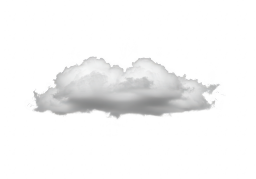 A single fluffy white cloud isolated on transparent background