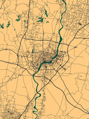 Obraz premium Nanyang China City Street Map. Background downtown, urban modern colorful, bright graphic design, abstract travel art, new business district, urban downtown, paint creative artwork