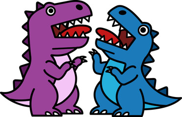 isolated illustration of Two dinosaurs are fighting