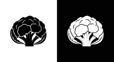 A cauliflower head icon in a black and white split design, representing cruciferous vegetables and low-carb healthy diets like keto.