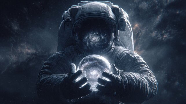 A lone astronaut floating in the vast silence of space