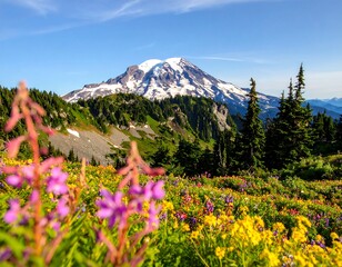Mountain View Wildflower Meadow Landscape