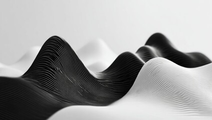 Abstract black and white undulating forms