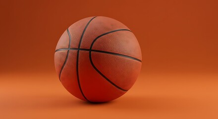 Fototapeta premium Basketball on Orange Background: Ready for the Next Game or Competition