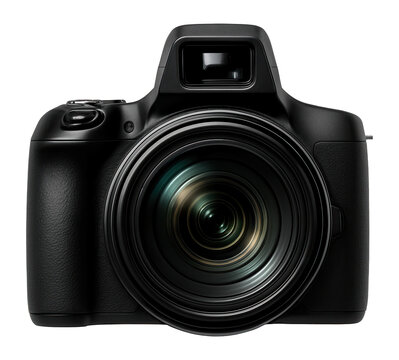 Bridge camera with superzoom lens and electronic viewfinder
