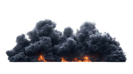 Black smoke cut out on white background