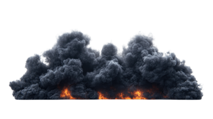 Black smoke cut out on white background