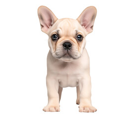 Obraz premium Adorable Cream French Bulldog Puppy Stares Intently isolated on a transparent background