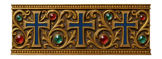 Byzantine ornamental border with cross and jewel motifs