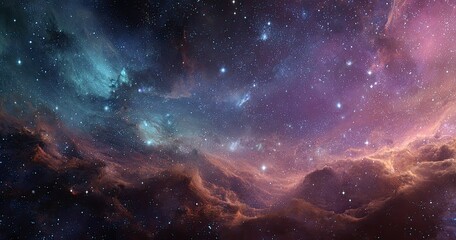 Fototapeta premium Deep space nebula with vibrant colours and scattered stars