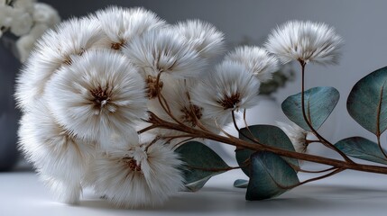 Flower soft shape with fur, isolated on white background. 3d rendering.