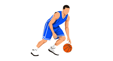 Naklejka premium Dynamic vector art illustration of a basketball player dribbling the ball