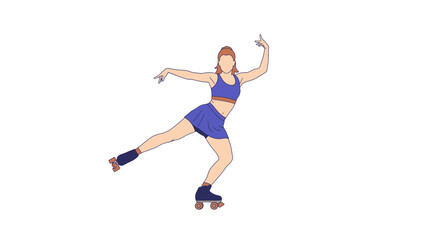 Fototapeta premium Graceful roller skater illustration, stylized pose with fluid motion on wheels