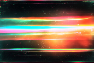 light leak overlay effect with scratch dust and blur rainbow light leaks,retro grain noisy film distressed texture light leak flare on black background,abstract background with colorful lights