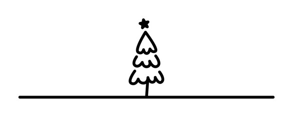 Weihnachtsbaum im Linedesign auf einer schwarzen Linie