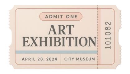 Art exhibition ticket with details