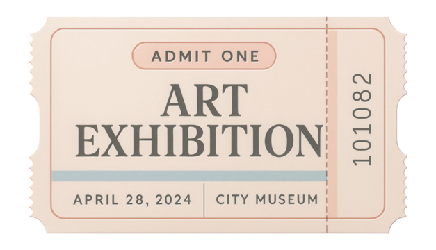 Art exhibition ticket with details