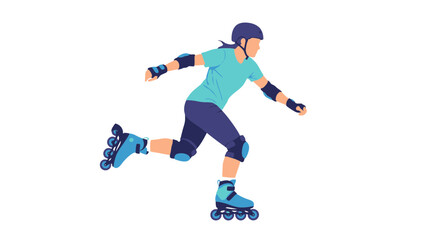 Naklejka premium Roller skater woman speeding in flat design, enjoying outdoor activity