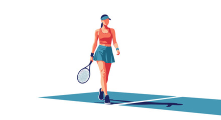 Stylish tennis player on court illustration with modern graphical style
