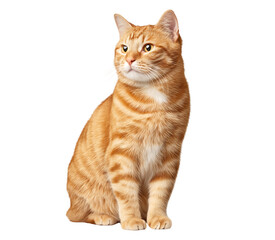 Majestic Ginger Tabby Cat isolated on a transparent background