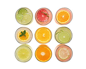 Aesthetic Arrangement of Dried Lemon and Orange Slices on Transparent Background