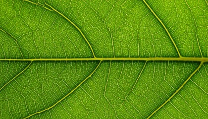 Obraz premium Close-up of a green leaf showing detailed vein structure and natural texture.