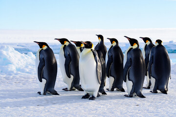 Fototapeta premium Many penguins together
