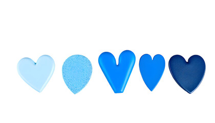 Fototapeta premium Five Blue Hearts in Different Shades