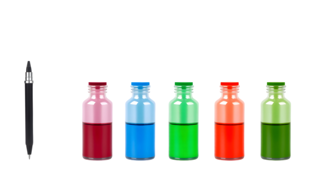 Colorful Vials and Syringe Scientific Tools and Experimentation