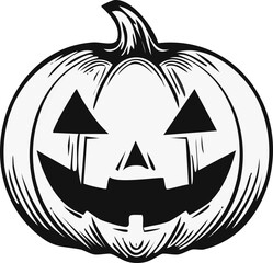 Spooky Pumpkin Faces Halloween Illustration