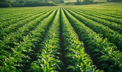 Drone monitoring crops in a smart agricultural setting, utilizing digital farming technologies. The image showcases precision farming, where drones play a key role in crop management, Generative AI