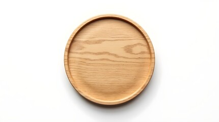 A round wooden coasters with a plain white background