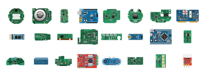 Collection of Microcircuits and Boards vector