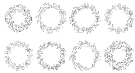 Drawn floral garland 