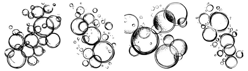 Vector soap bubbles on transparent background, png format