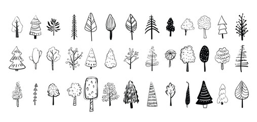 Doodle Style Trees vector 