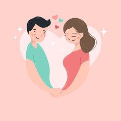 Vector illustration for Valentine's Day with a loving couple. 