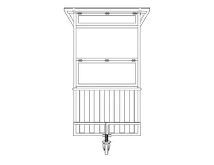 Modern Industrial Design: Detailed Wireframe and Monochrome Outline of Street Food Cart. Engineering Plan for Portable Kiosk, Market Stall Graphic. Urban Commerce, Catering Equipment Prototype. Simple