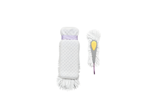 White feather duster and cleaning cloth set