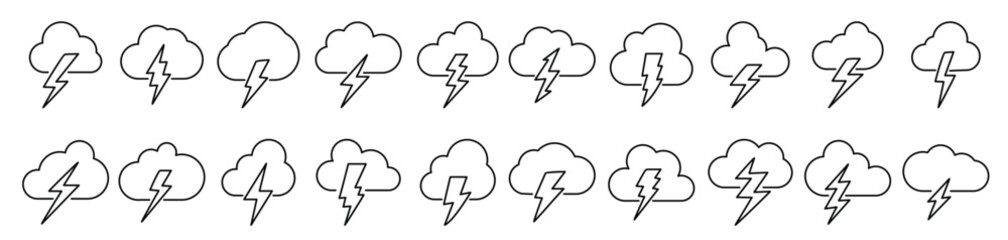 Lightning Bundle of Thin Icons. Editable Stroke. Perfect for Web Sites, Books, Cards, Apps