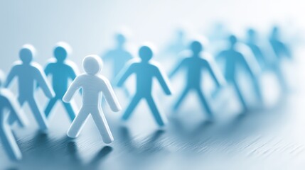A group of blue paper cutouts representing teamwork and collaboration.