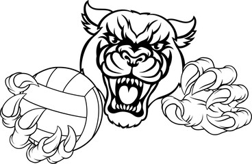 Panther Jaguar Leopard Volleyball Ball Claw Mascot
