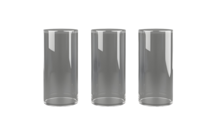 Three Empty Drinking Glasses on Transparent Background