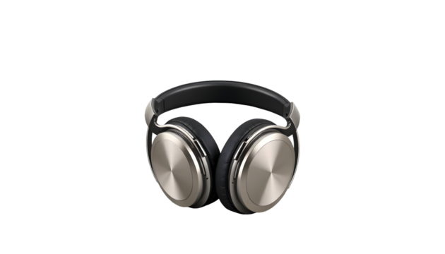 Elegant Metallic Over-Ear Headphones on Transparent Background