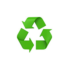 Fototapeta premium Green recycle symbol with arrow on white background