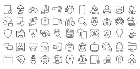 Set of linear icons of GDPR vector