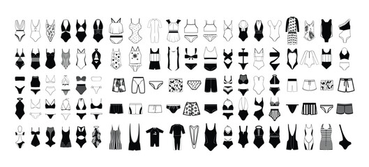 Set of Monochrome Swimwear vector