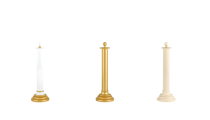 Elegant Gold and White Stanchion Renderings for Event Management